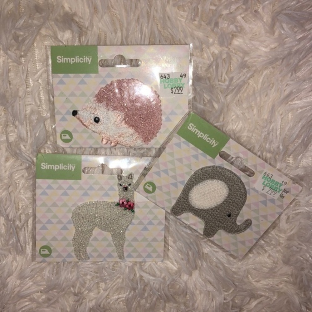 Hedgehog, Unicorn, & Elephant Appliqué Patches Crafts